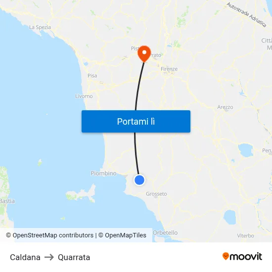Caldana to Quarrata map