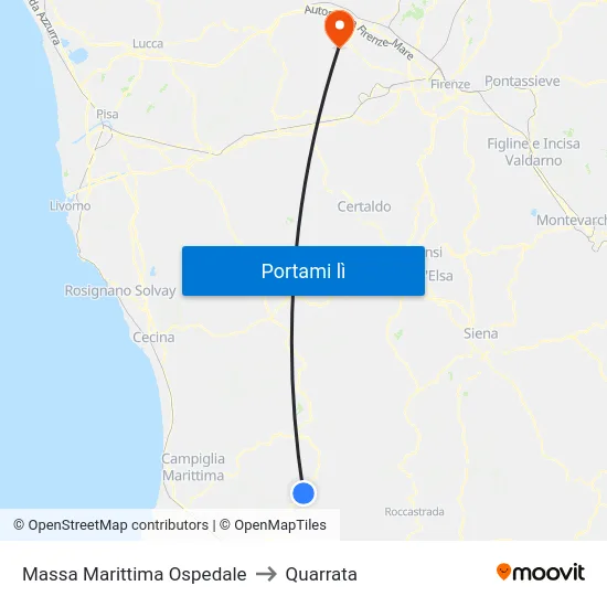 Massa Marittima Ospedale to Quarrata map