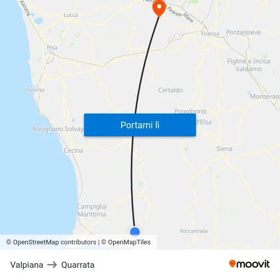 Valpiana to Quarrata map