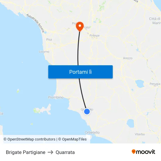 Brigate Partigiane to Quarrata map