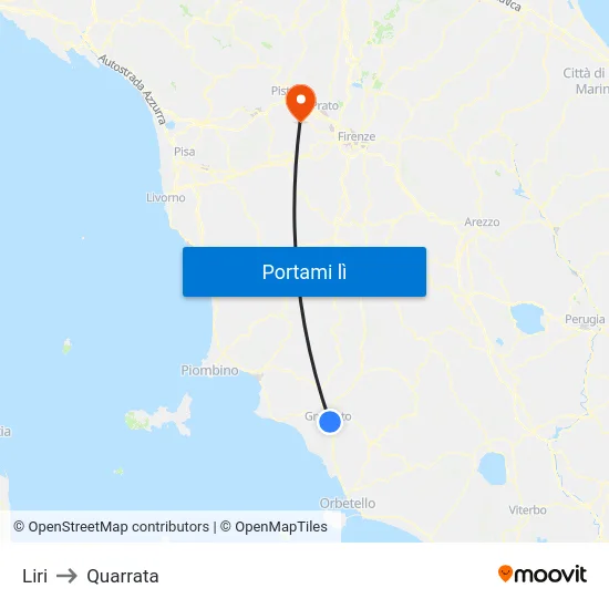 Liri to Quarrata map