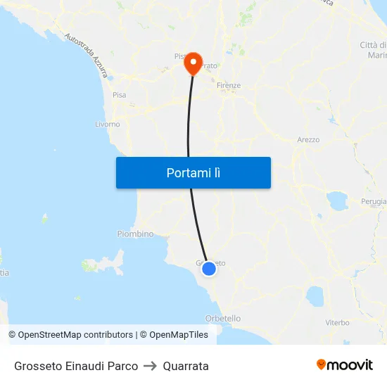 Grosseto Einaudi Parco to Quarrata map