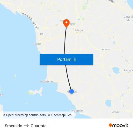 Smeraldo to Quarrata map