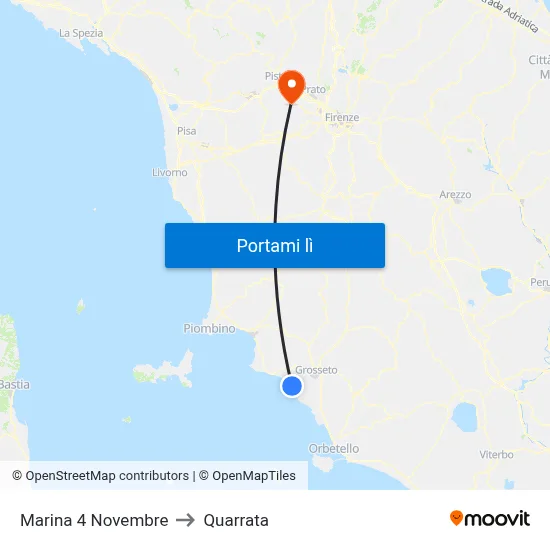 Marina 4 Novembre to Quarrata map