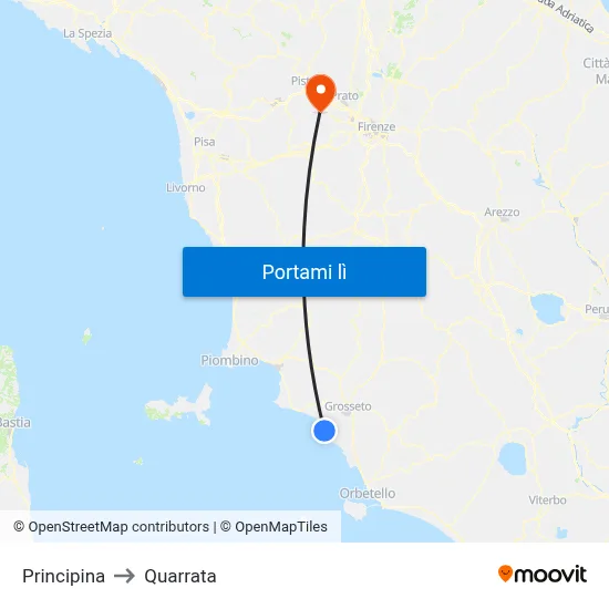 Principina to Quarrata map