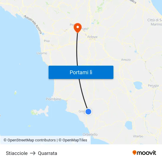 Stiacciole to Quarrata map