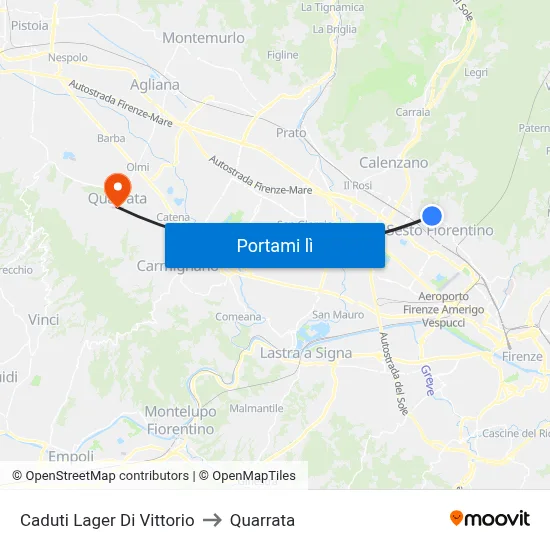 Caduti Lager Di Vittorio to Quarrata map