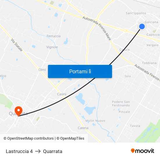 Lastruccia 4 to Quarrata map