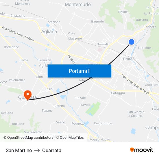 San Martino to Quarrata map