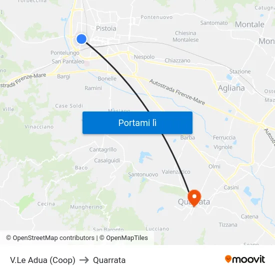 V.Le Adua (Coop) to Quarrata map