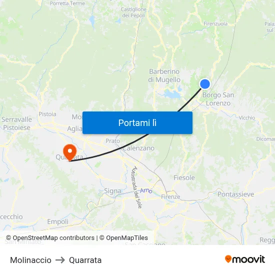 Molinaccio to Quarrata map