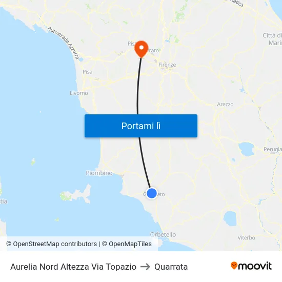 Aurelia Nord Altezza Via Topazio to Quarrata map