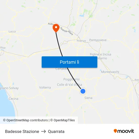 Badesse Stazione to Quarrata map