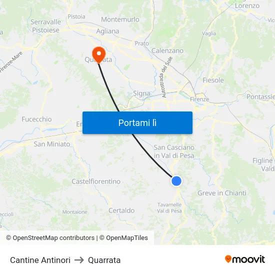 Cantine Antinori to Quarrata map