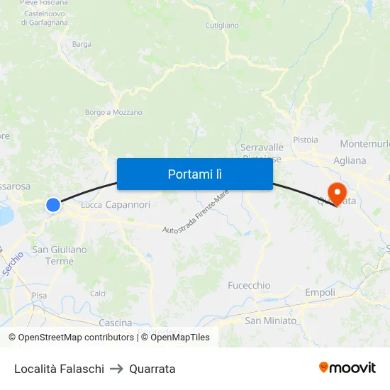 Località Falaschi to Quarrata map