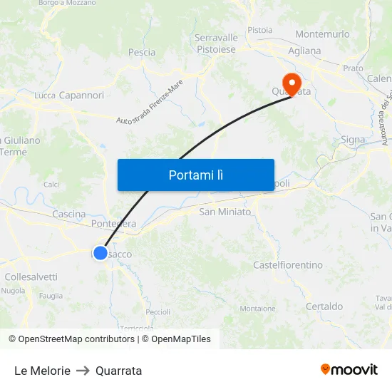 Le Melorie to Quarrata map