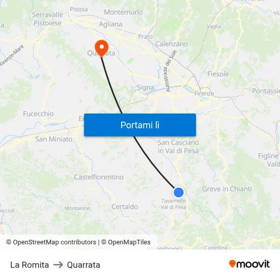 La Romita to Quarrata map
