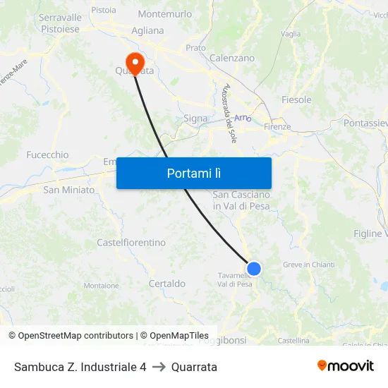 Sambuca  Z. Industriale 4 to Quarrata map