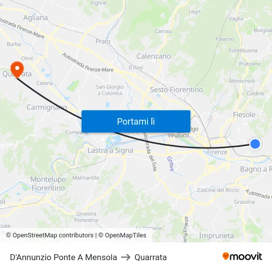 D'Annunzio Ponte A Mensola to Quarrata map