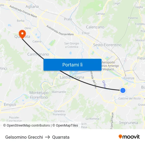 Gelsomino Grecchi to Quarrata map