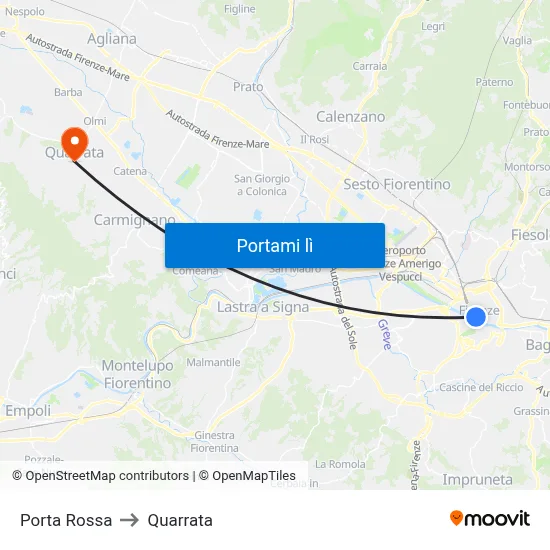 Porta Rossa to Quarrata map
