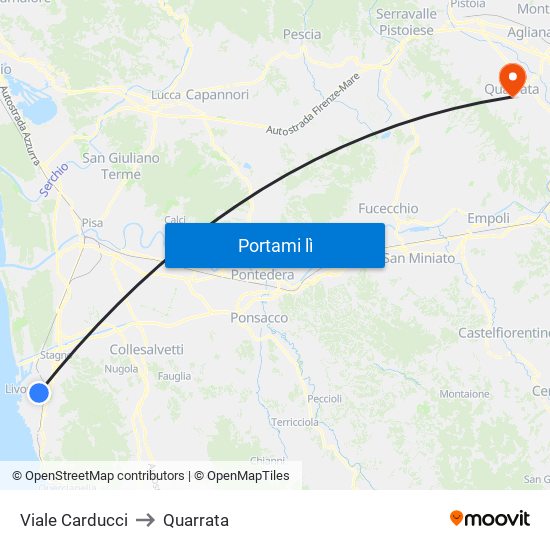 Viale Carducci to Quarrata map