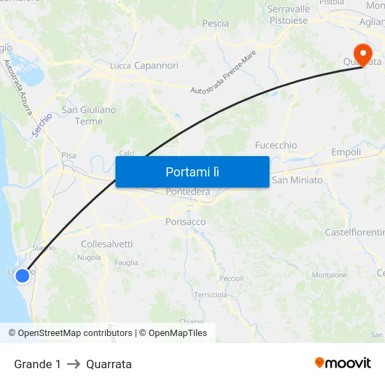 Grande 1 to Quarrata map