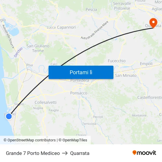 Grande 7 Porto Mediceo to Quarrata map