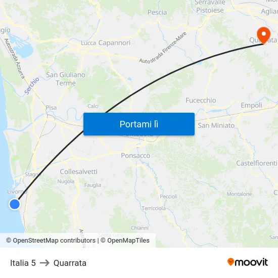 Italia 5 to Quarrata map