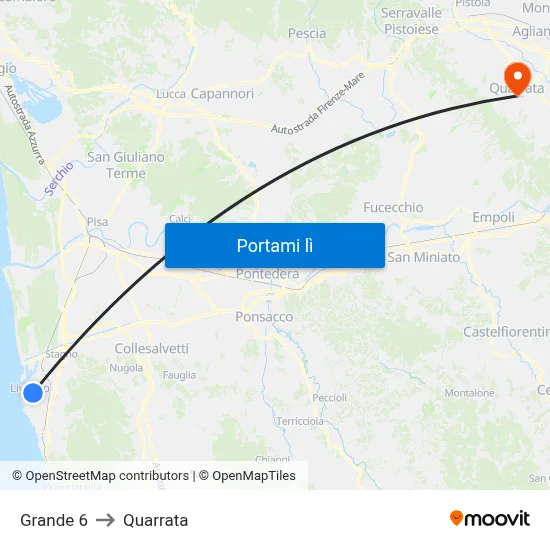 Grande 6 to Quarrata map