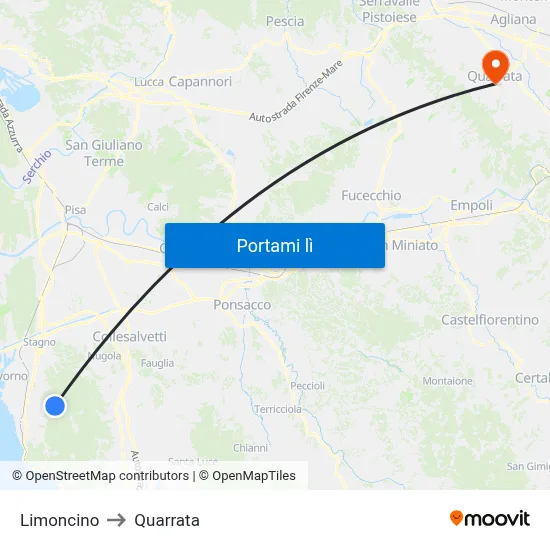 Limoncino to Quarrata map