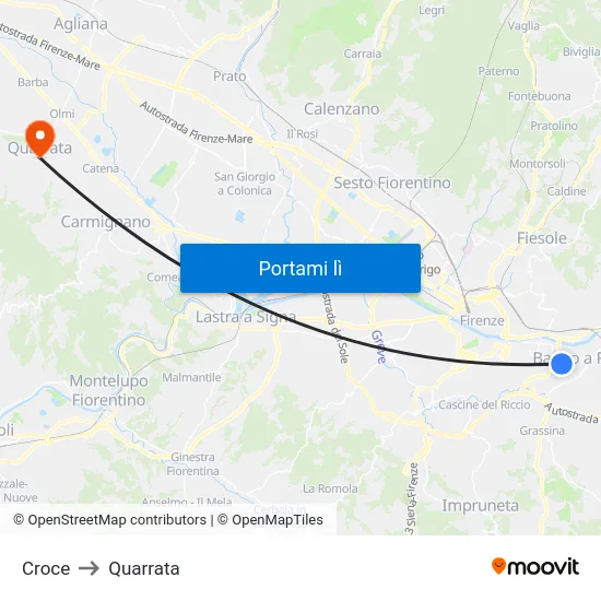 Croce to Quarrata map