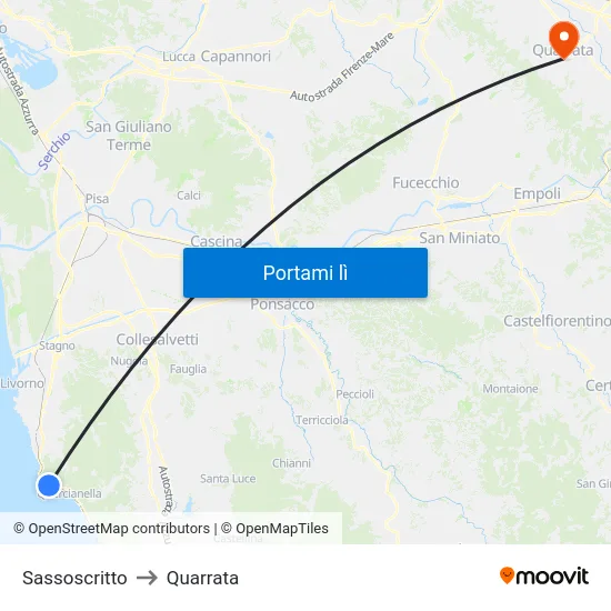 Sassoscritto to Quarrata map