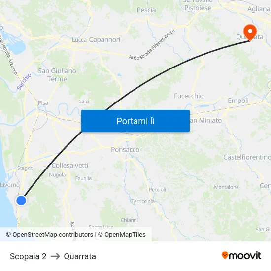 Scopaia 2 to Quarrata map