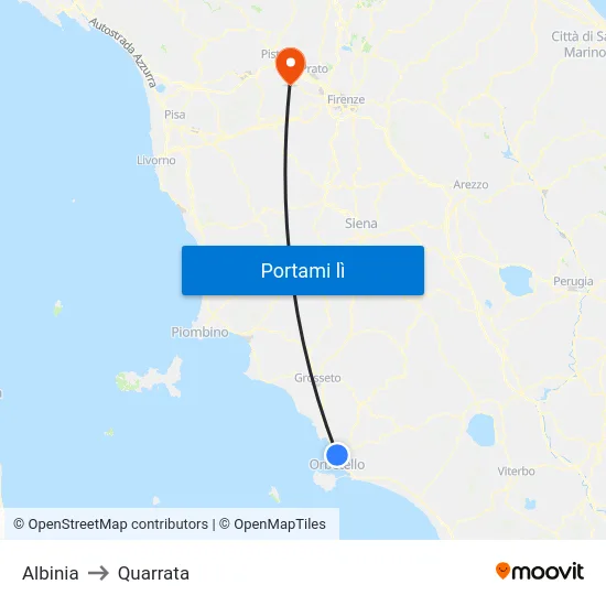 Albinia to Quarrata map