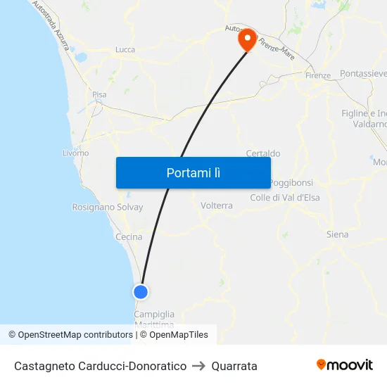 Castagneto Carducci-Donoratico to Quarrata map