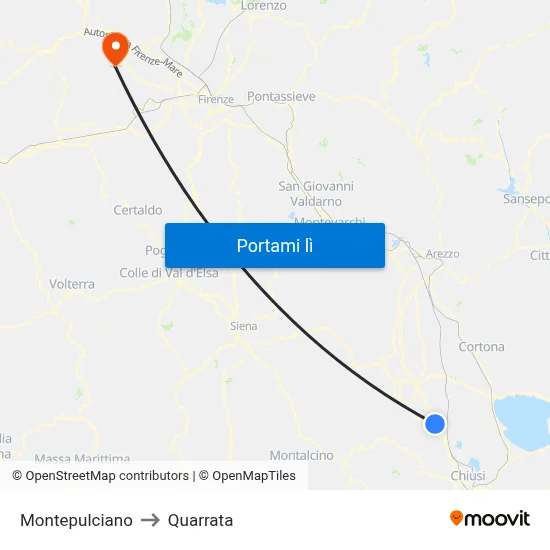 Montepulciano to Quarrata map