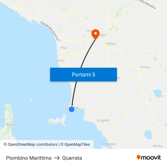 Piombino Marittima to Quarrata map