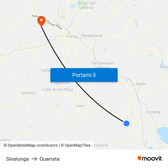 Sinalunga to Quarrata map