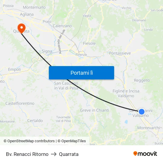 Bv. Renacci Ritorno to Quarrata map