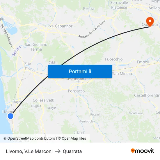 Livorno, V.Le Marconi to Quarrata map
