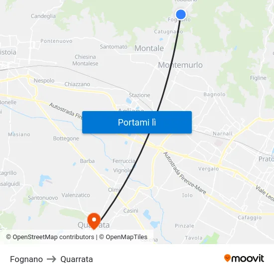 Fognano to Quarrata map
