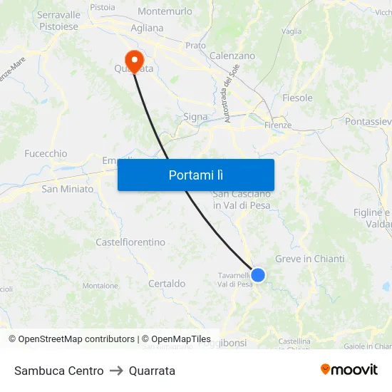 Sambuca Centro to Quarrata map