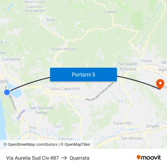 Via Aurelia Sud Civ.487 to Quarrata map