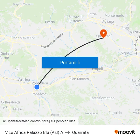 V.Le Africa Palazzo Blu (Asl) A to Quarrata map