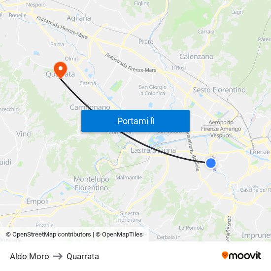 Aldo Moro to Quarrata map