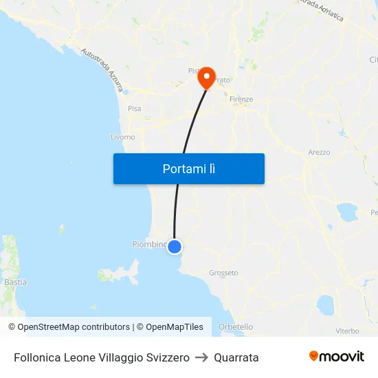 Follonica Leone Villaggio Svizzero to Quarrata map
