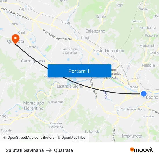 Salutati Gavinana to Quarrata map