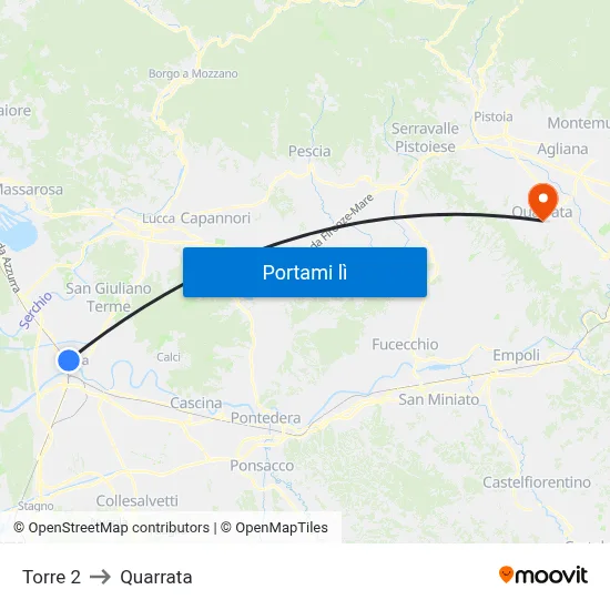 Torre 2 to Quarrata map
