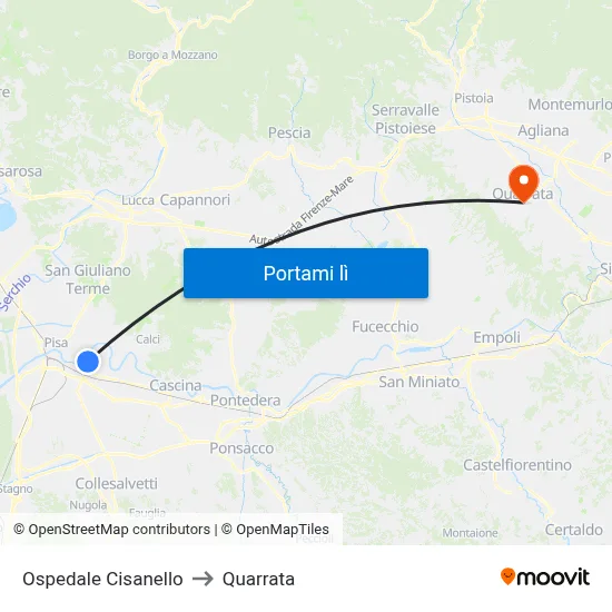 Ospedale Cisanello to Quarrata map